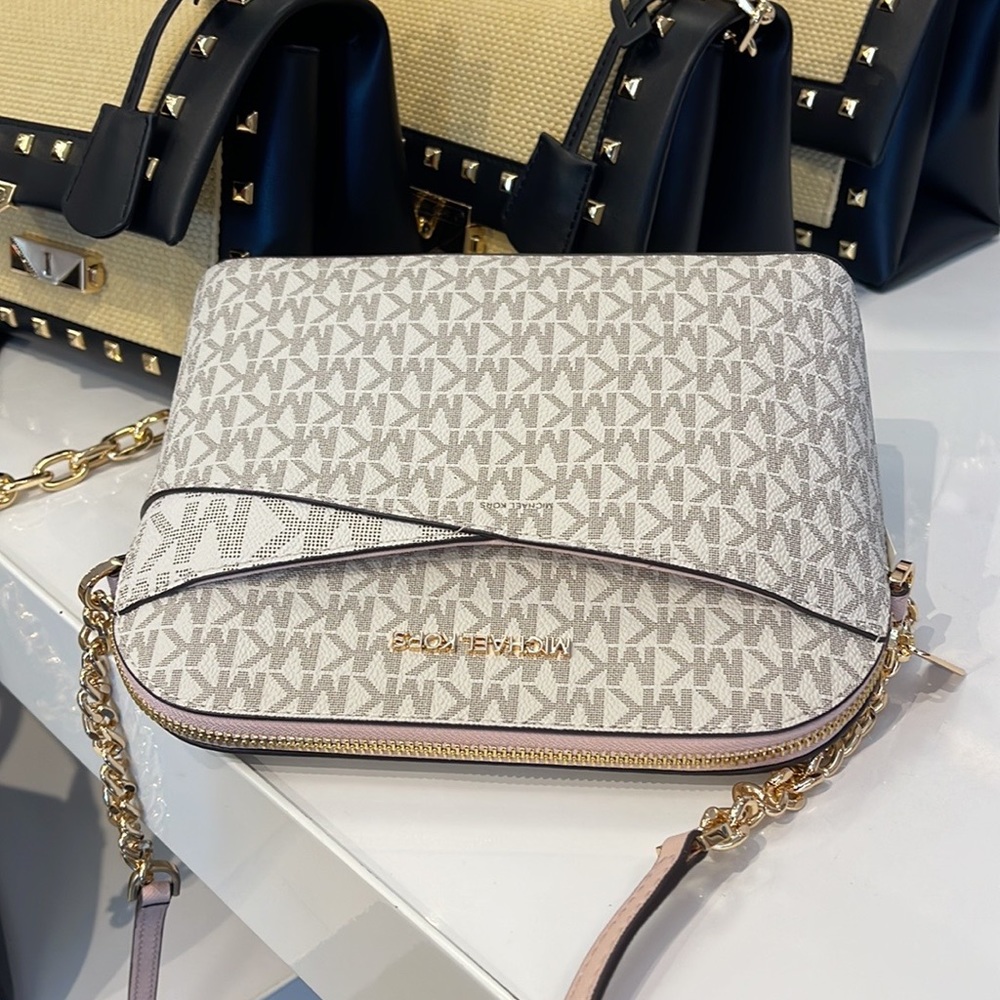 MICHAEL KORS Jet Set Medium Logo Dome Satchel Crossbody 
Powder Blush 
NWT - Picture 15 of 16